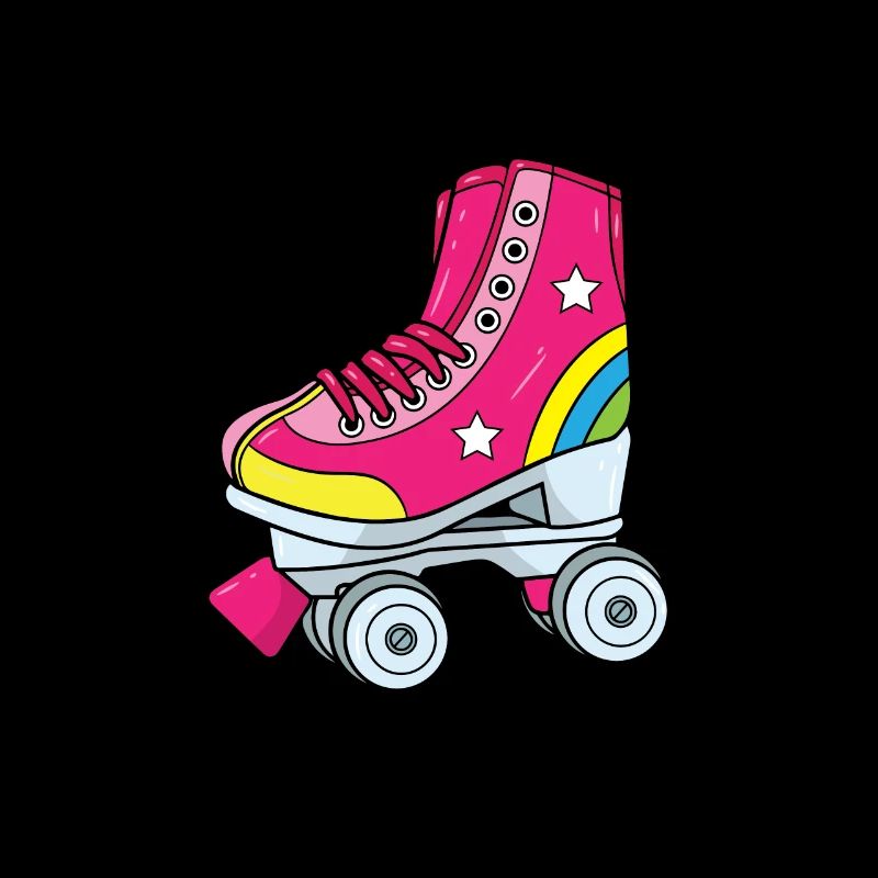 Rollschuhe - Pinker Rollschuh mit Regenbogen