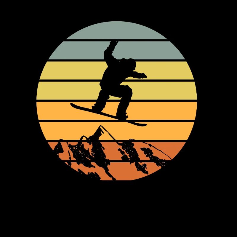 Snowboarder dans rétro design de cercle avec couleurs