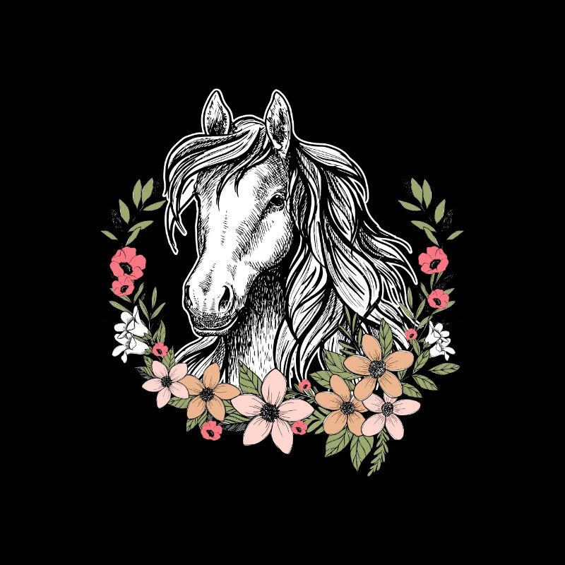 Pferd mit Blumen Mädchen - schönes Pferd