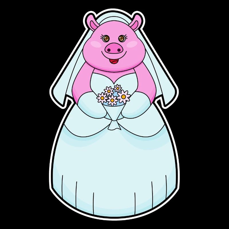 Pig as bride with veil