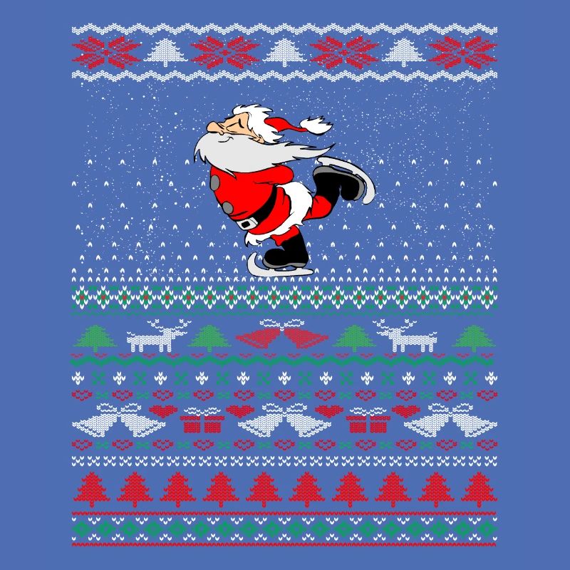 Hässlicher Weihnachtspullover Santa Skating Geschenkidee