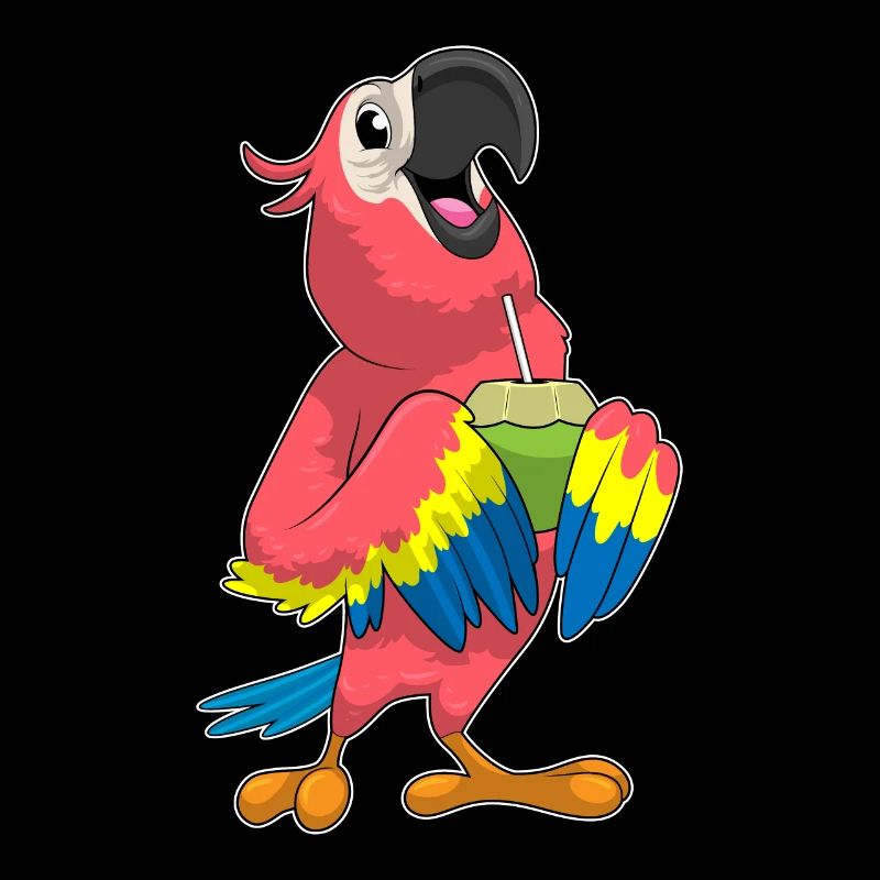 Parrot & Coconut with Straw
