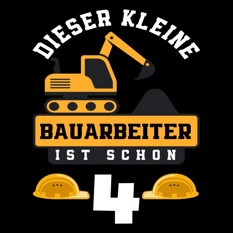 Construction Worker 4th Birthday Excavator Boys Gift