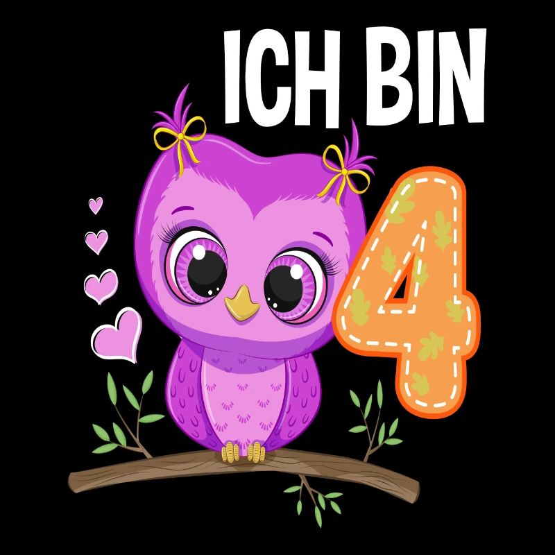 Ich Bin 4 Eule 4. Geburtstag Eulen Mädchen