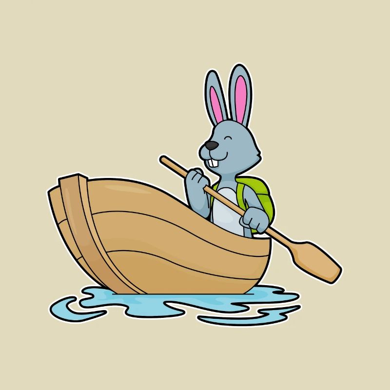 Hase mit Boot & Paddel