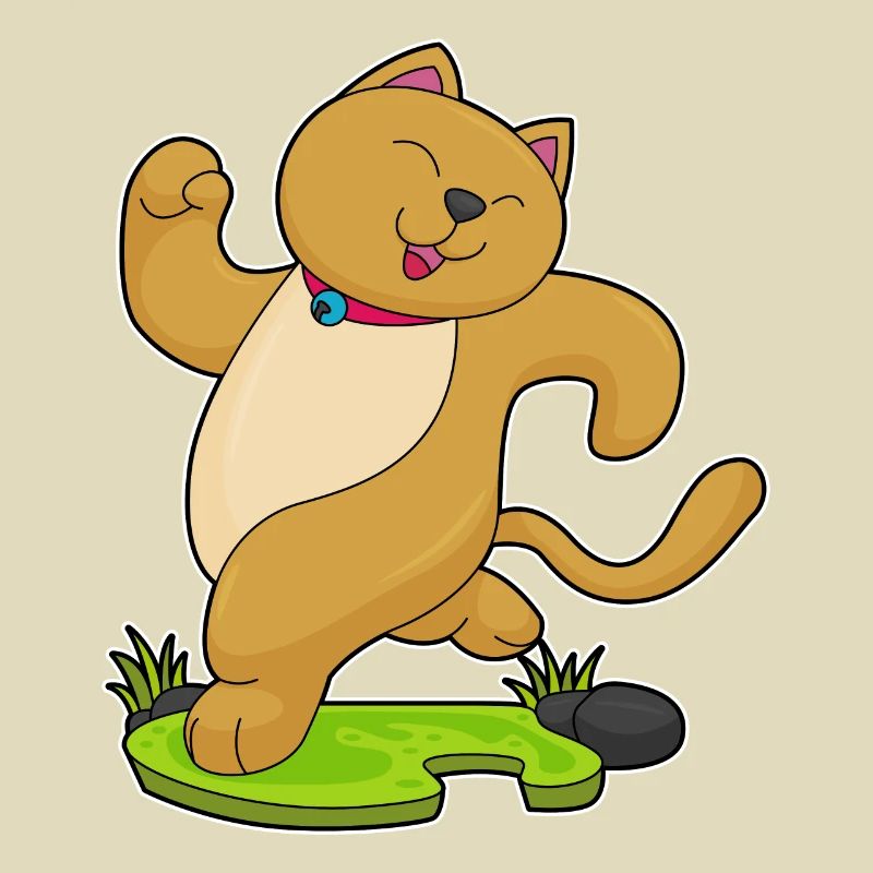 Chat avec collier en faisant du jogging