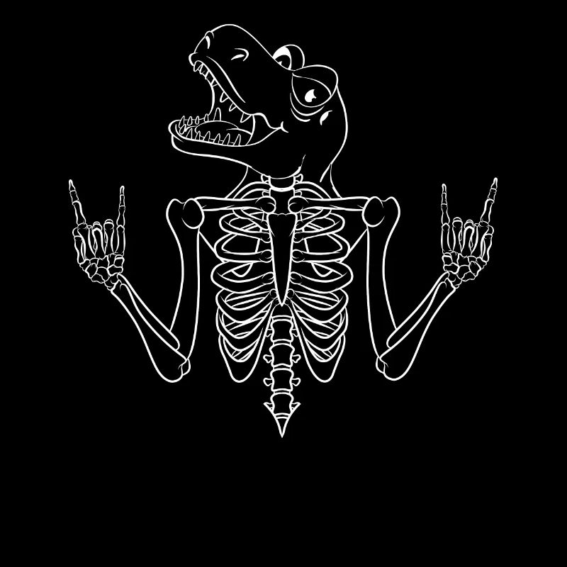 Funny Halloween Skeleton with Dinosaur Head