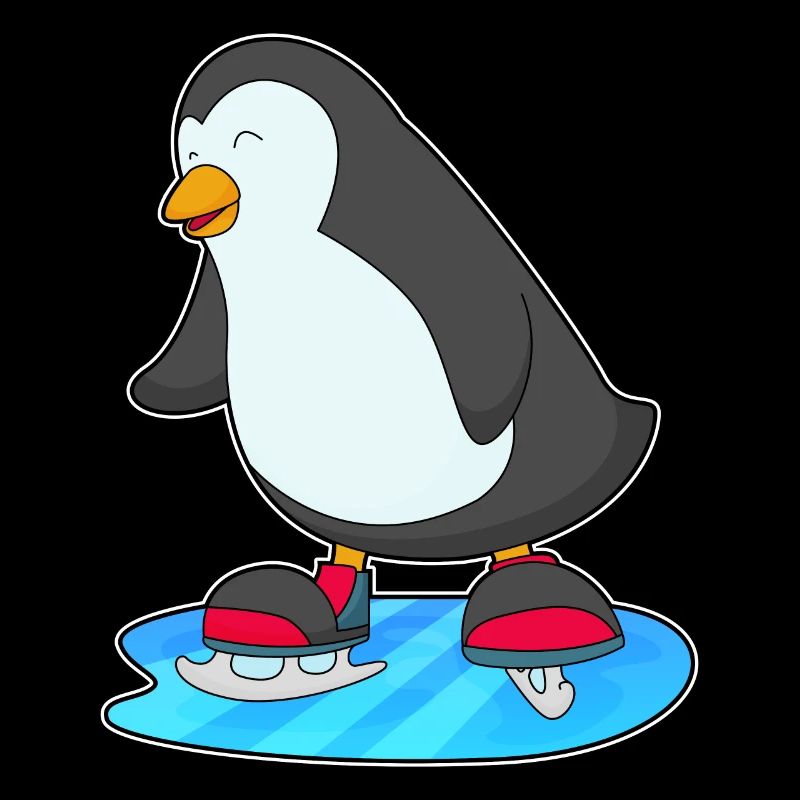 Pinguin beim Eislaufen mit Schlittschuhe