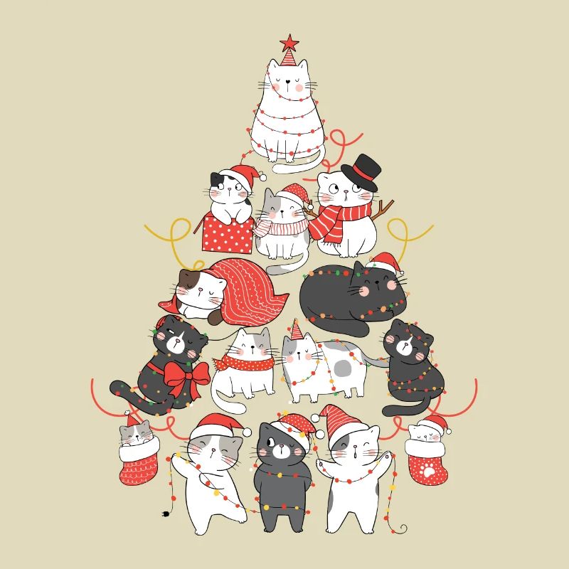 Cat Christmas Tree Cat Tree String Lights
