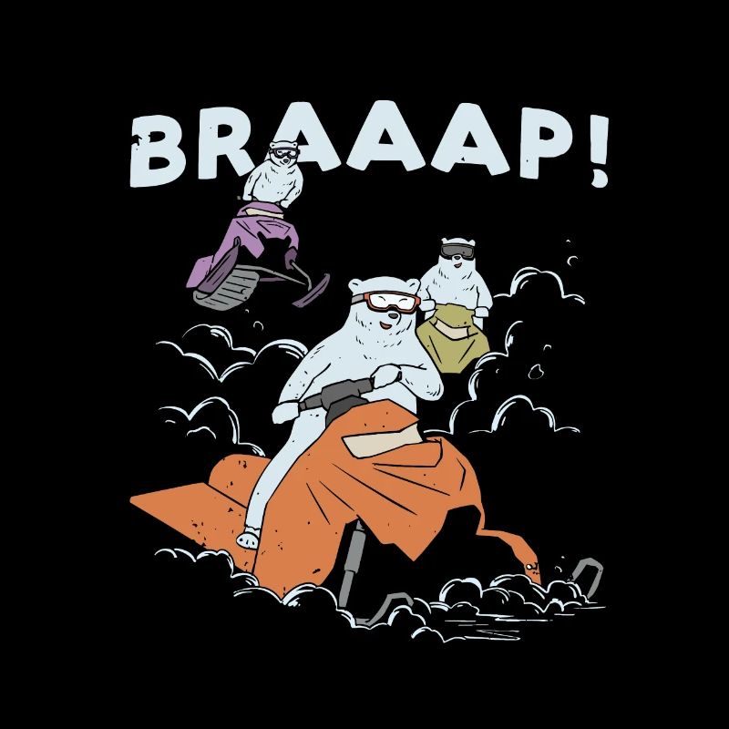 Polar bear rides snowmobile Braap Design