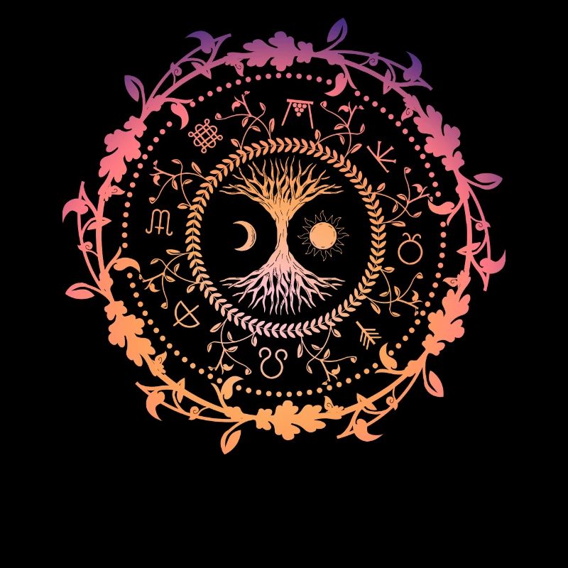 Wicca-Kompass - Baum des Lebens & Astrologie-Design