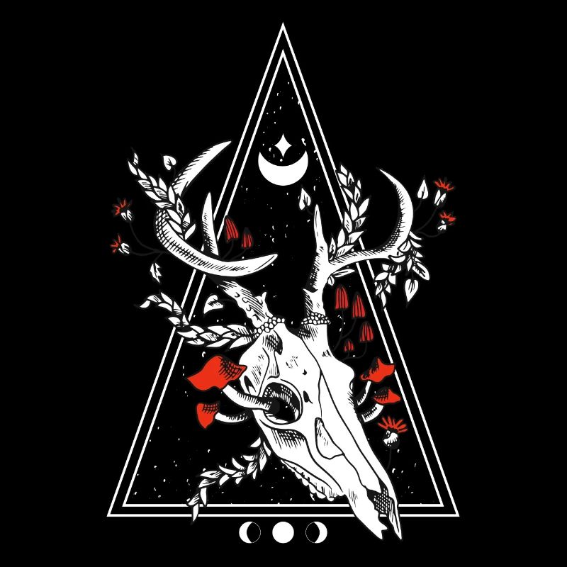Gothic Deer Skull Moon Phase Witch Occult