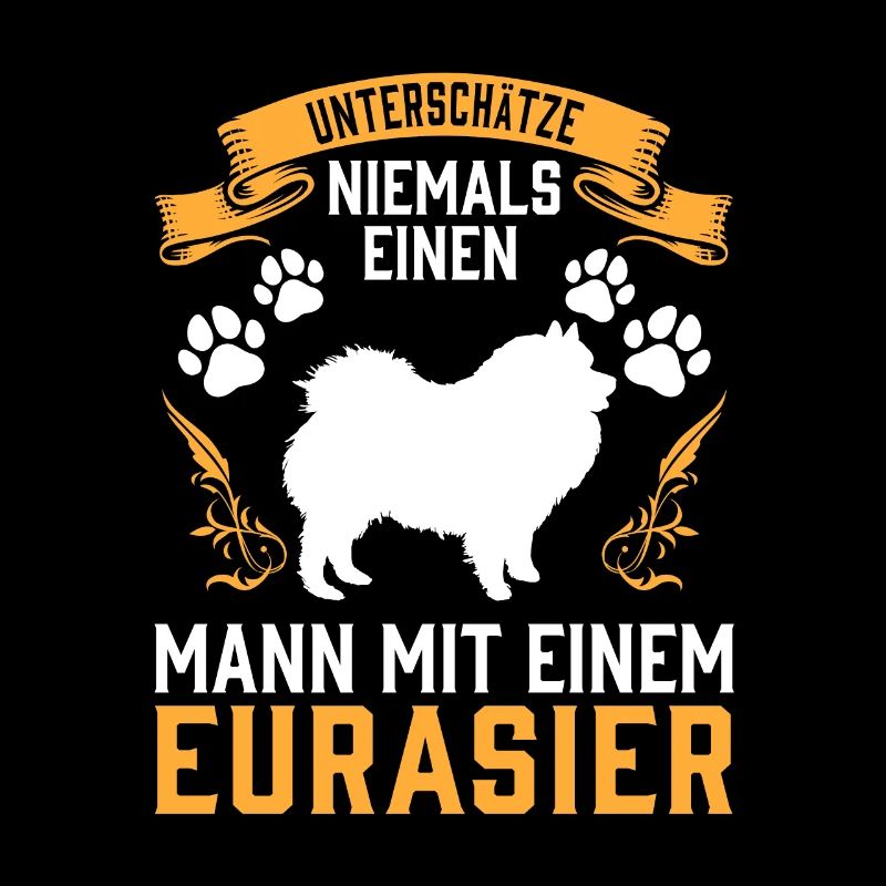 Mann mit Eurasier unterschätzen Eurasian Dog