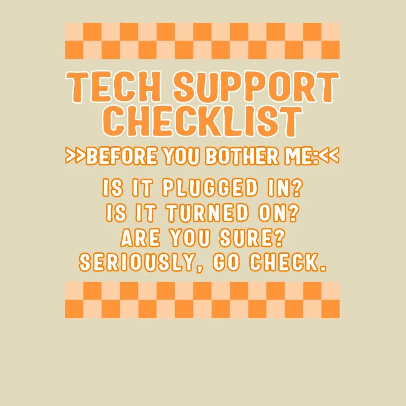 Computer Technician Shirt, Tech Support Checklist