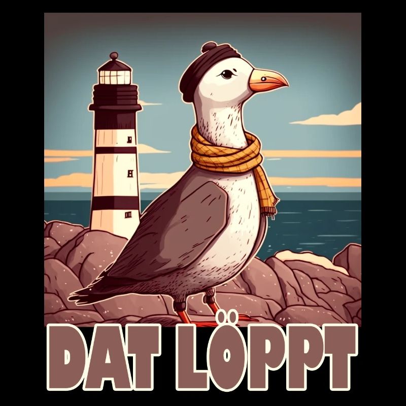 Dat Löppt Möwe Leuchtturm Meer Plattdeutsch Norden