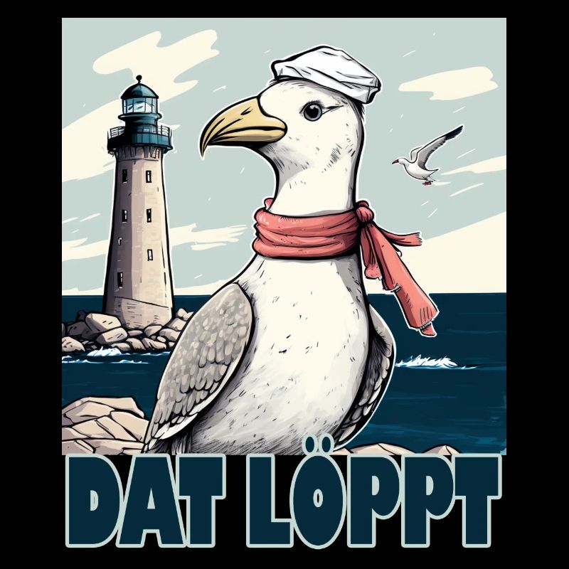 Dat Löppt Möwe Leuchtturm Meer Plattdeutsch Norden