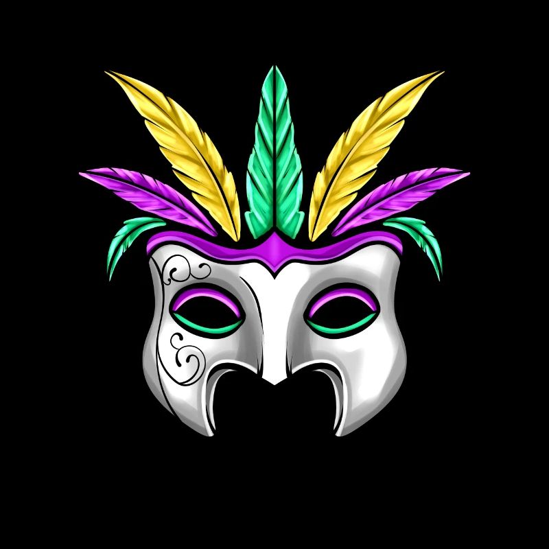 White Mask With Feathers For Mardi Gras