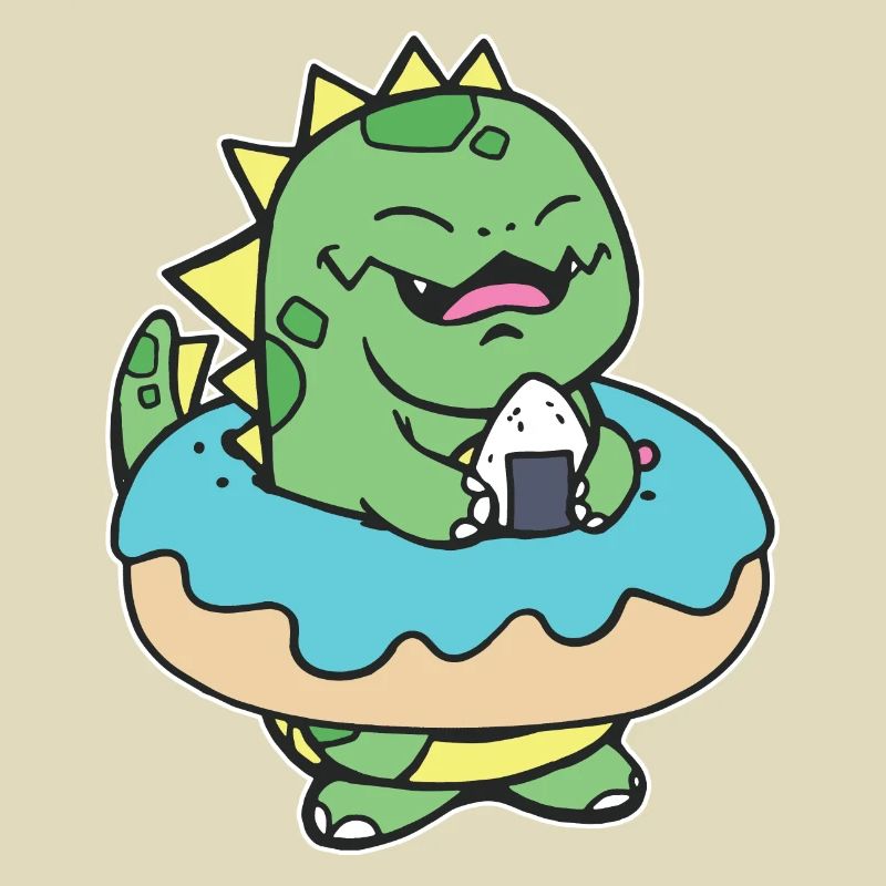 Chubby Kid Dinosaurier Donut Süßes Gebäck