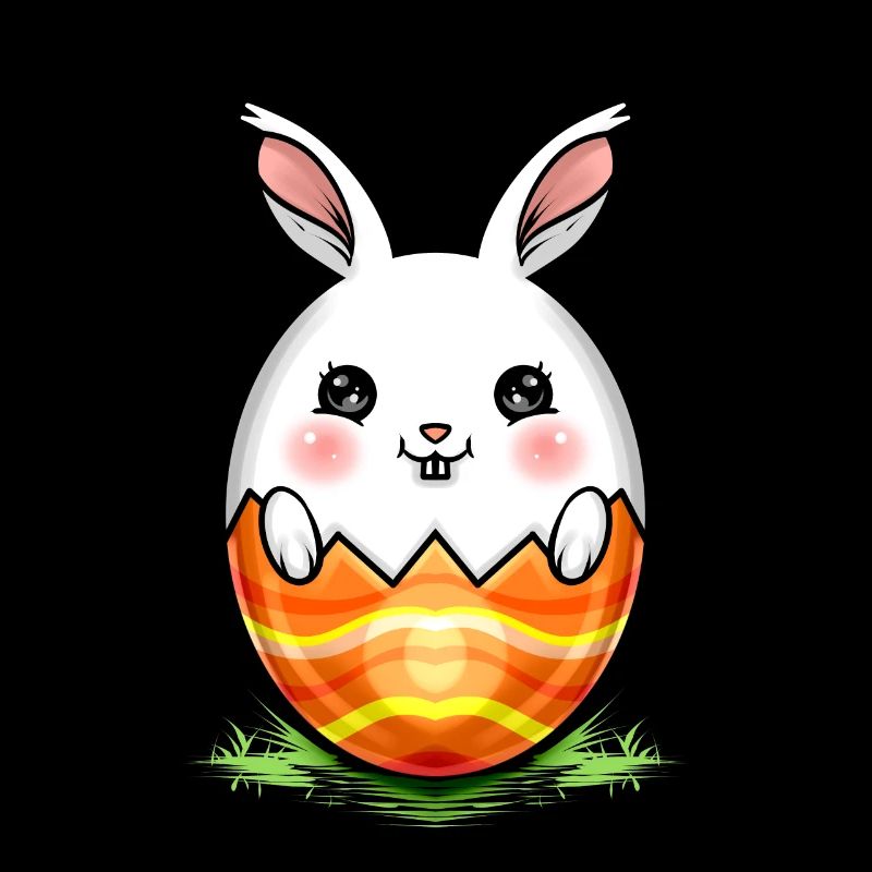 Painted Easter Rabbit Egg On Easter