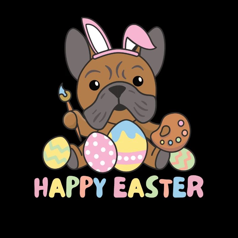 happy easter sweet bulldog Easter with Easter eggs