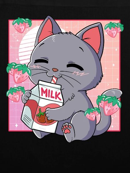 Kawaii Katze Erdbeermilch