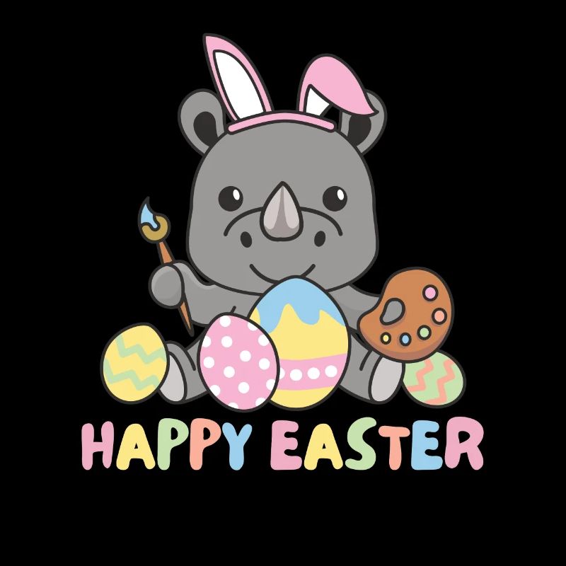 happy easter sweet rhinoceros Easter with Easter eggs