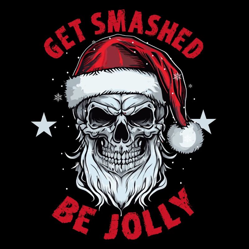 Get Smashed Be Jolly Drunk Santa Claus Skull Chris