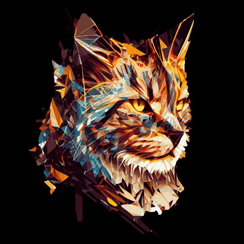 Geometric Cat Face Abstract Polygonal Pet Kitten
