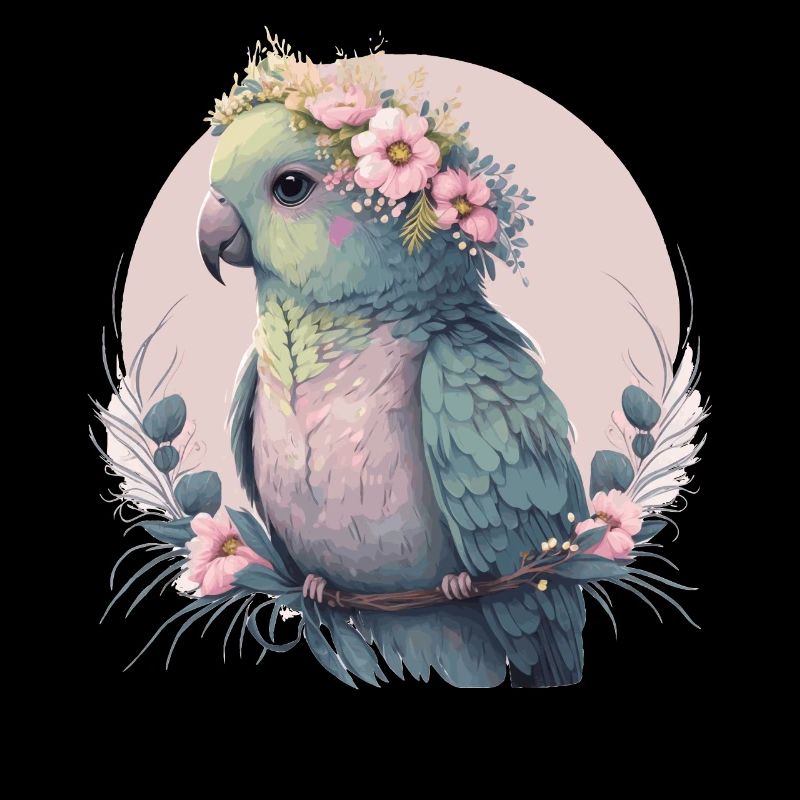 Perruche mignonne Budgie Bird Fleur Couronne Oiseaux de compagnie