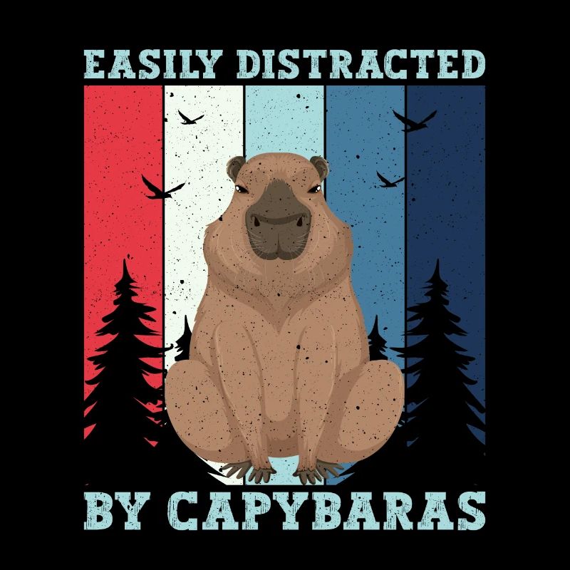 Retro Easily Distracted by Capybaras Capybara