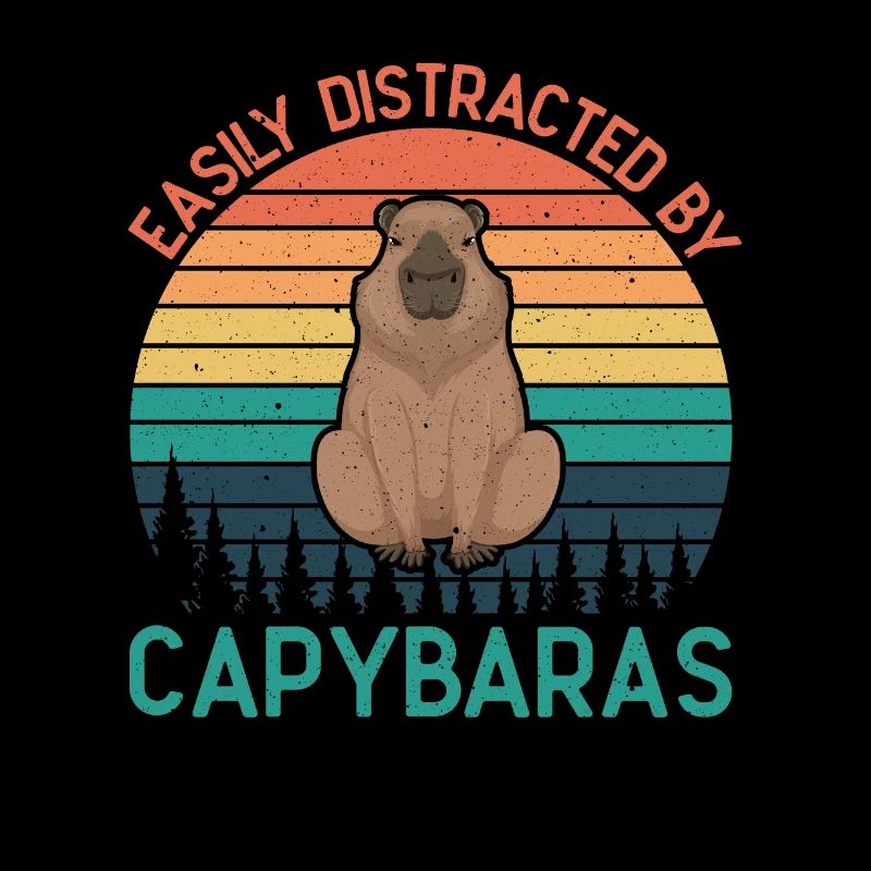 Retro Easily Distracted by Capybaras Capybara