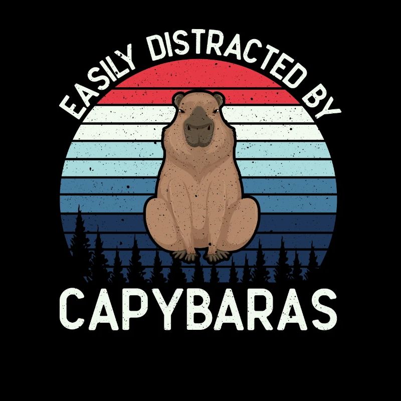 Retro Easily Distracted by Capybaras Capybara