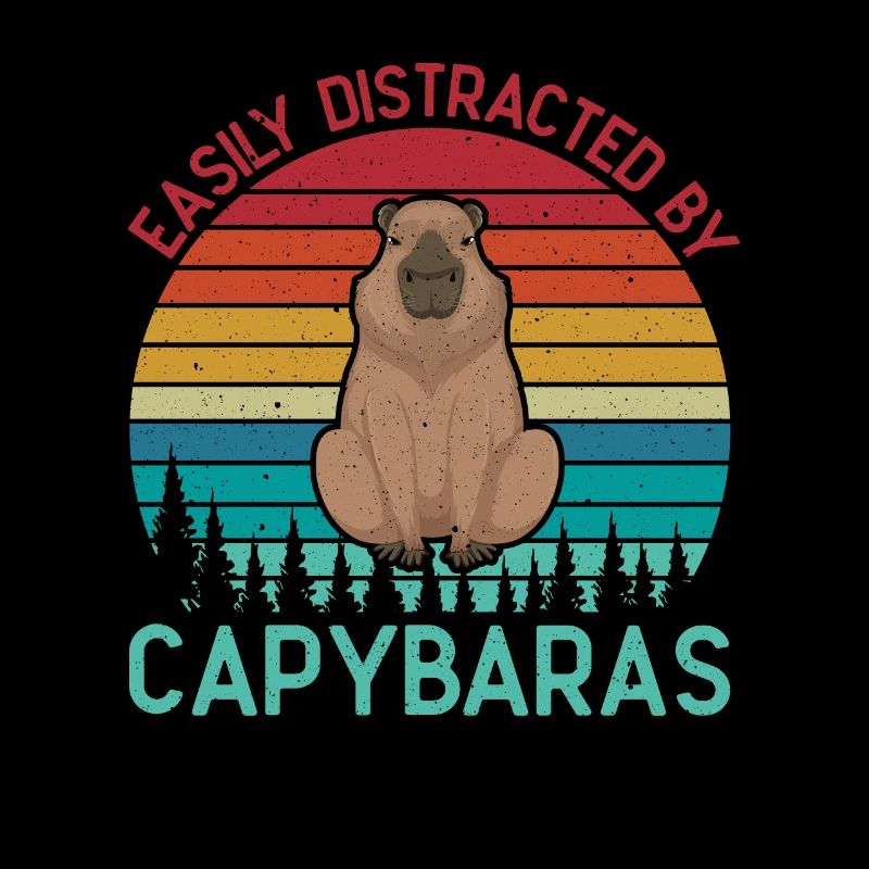 Retro Easily Distracted by Capybaras Capybara