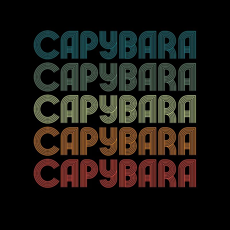 Retro Capybara Text Design - Capybaras