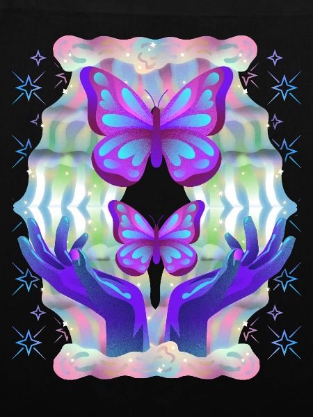 Psychedelische Schmetterlinge Airbrush-Graffiti