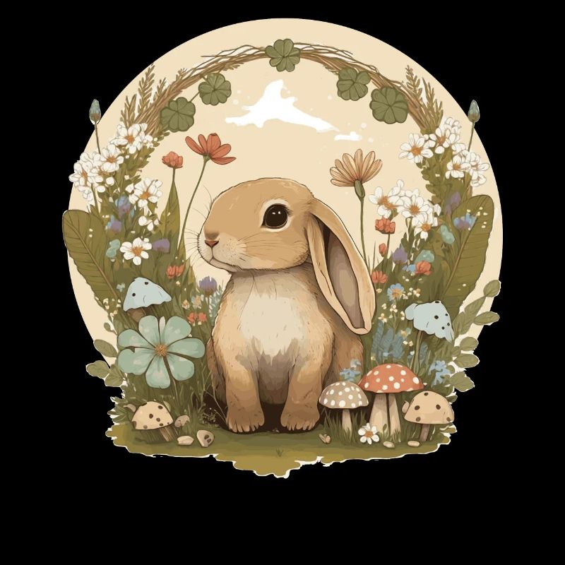 Cottagecore Mignon Bébé lapin Lapin Aquarelle Flow