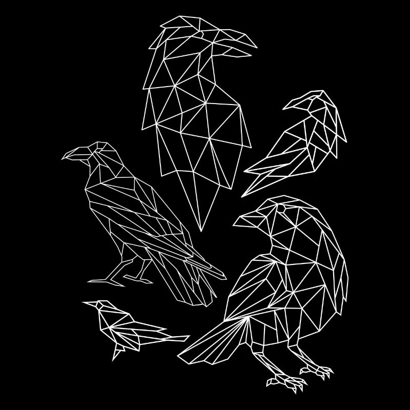 Gothic-Hemd, geometrischer Krähen-Gothic-Vogel polygonal