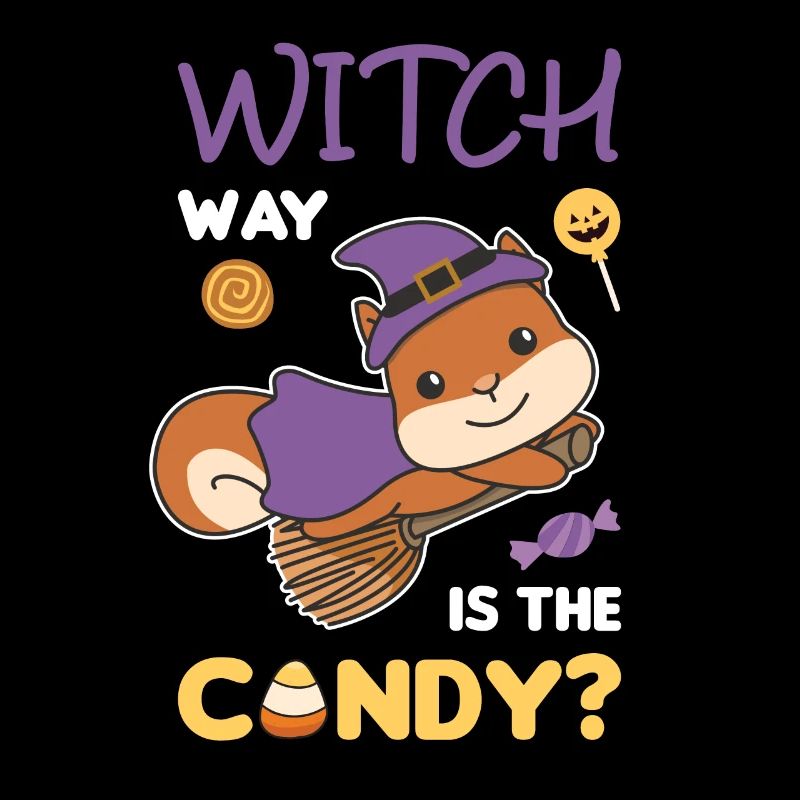 Eichhörnchen Hexen Witch way is the candy Happy
