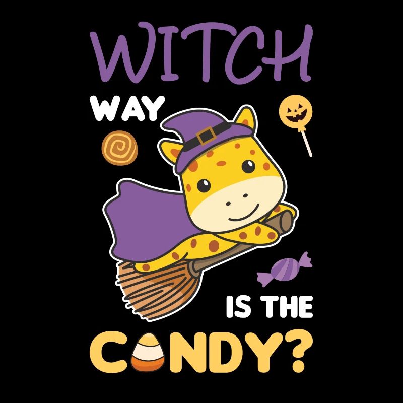 Giraffe Hexen Witch way is the candy Happy