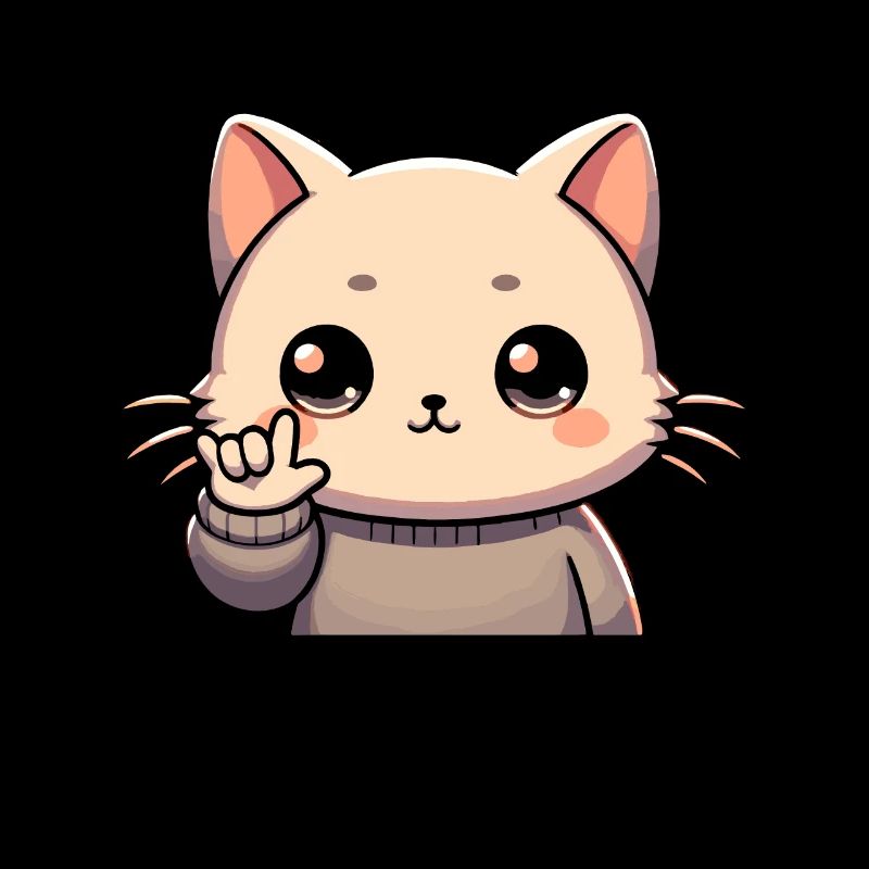 ILY Cat ASL Geste de la main Perte auditive sourde