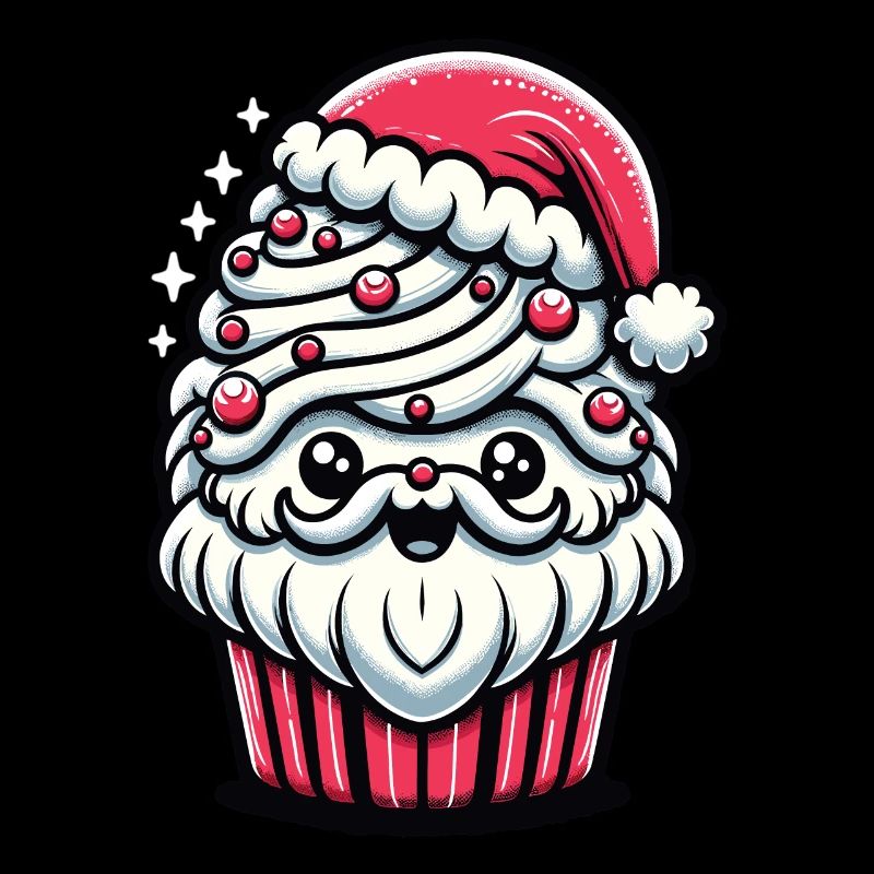 Douce salutation de Noël : Cupcake Santa