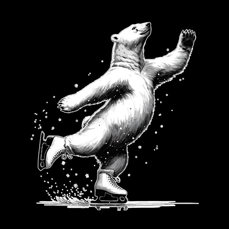 Polar bear loves ice skating Arctic North Pole