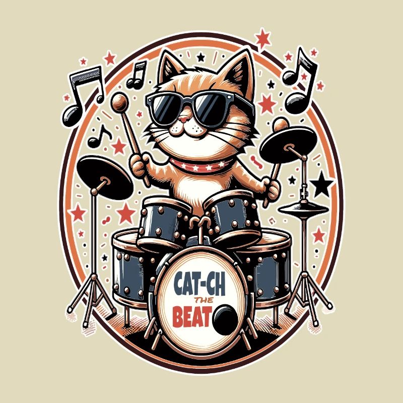 Fang den Beat ein, cooler Cat-Schlagzeuger