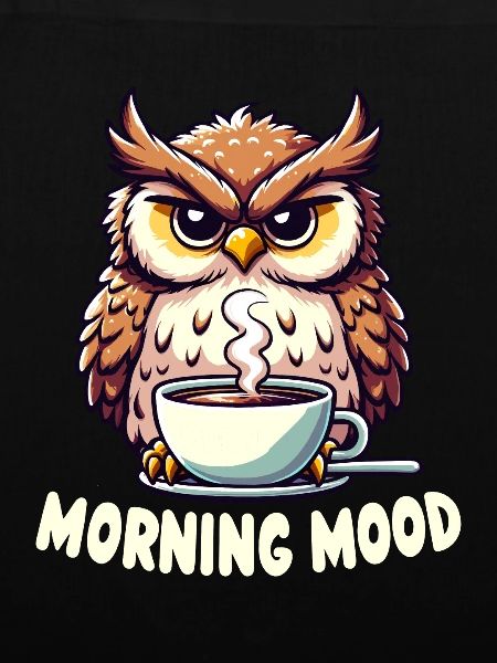 Mürrische Eule Mit Kaffee-morgenstimmung