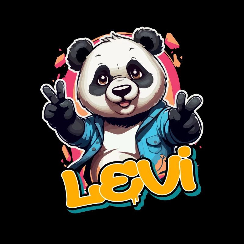 LEVI - Beau prénom de garçon avec panda cool