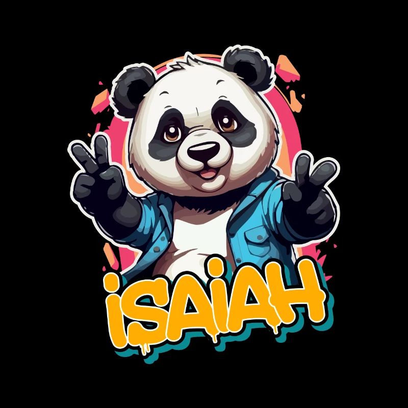 ISAIAH - Handsome Boy Name with Cool Panda