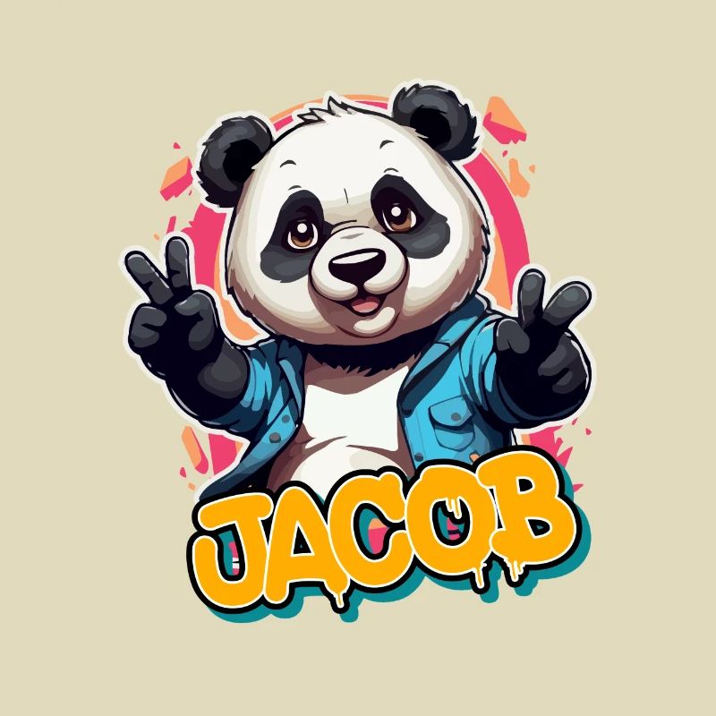 JACOB - Handsome boy name with cool panda