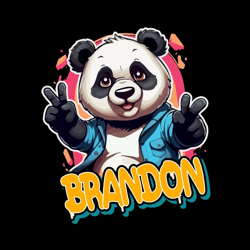 BRANDON - Beau nom de garçon avec Cool Panda