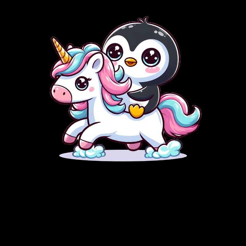 A penguin on a unicorn
