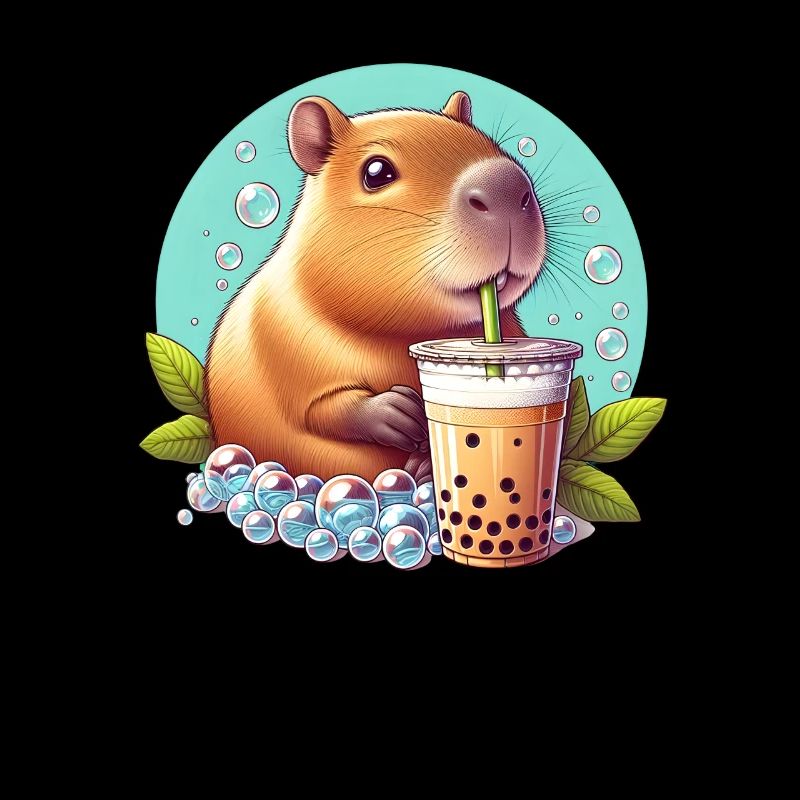 Capybara genießt Bubble Tea